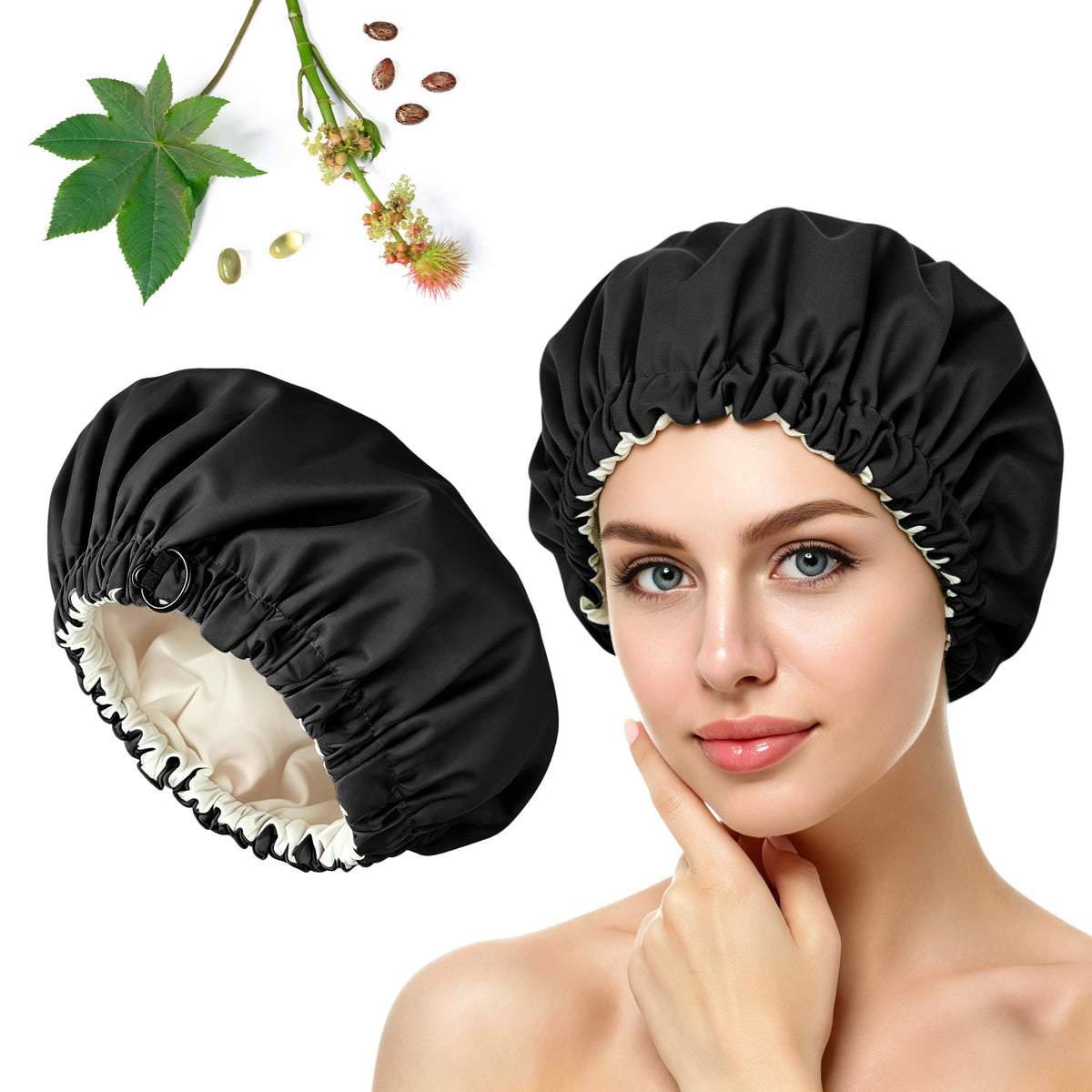 Paw Legend Castor Oil Pack Wrap Overnight Hair Wrap for Sleep Organic Cotton Reusable Hair Cap Cover, Dark Green