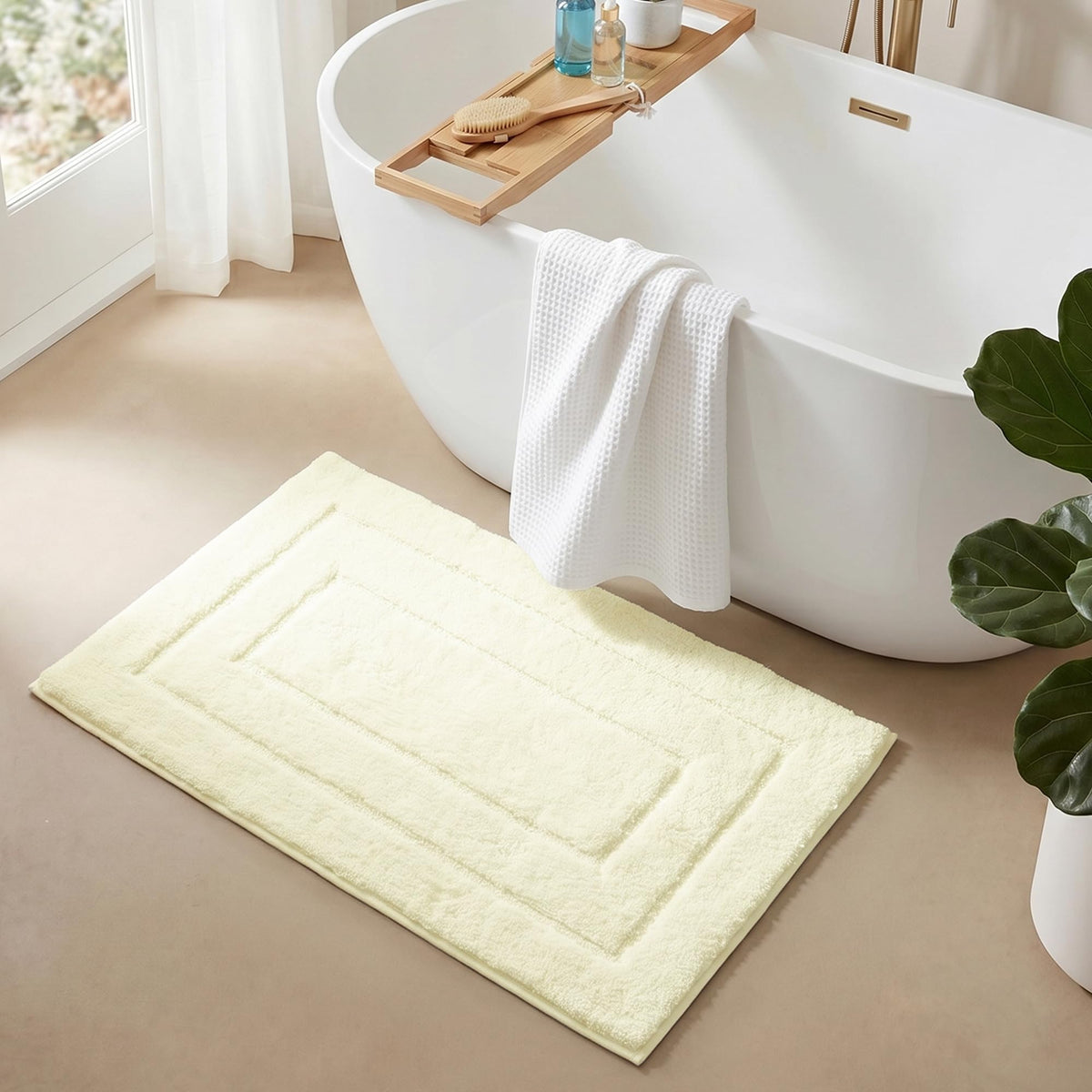 GRANNY SAYS Blue Bathroom Rug 16" x 24", Non-Slip Microfiber Bath Mat
