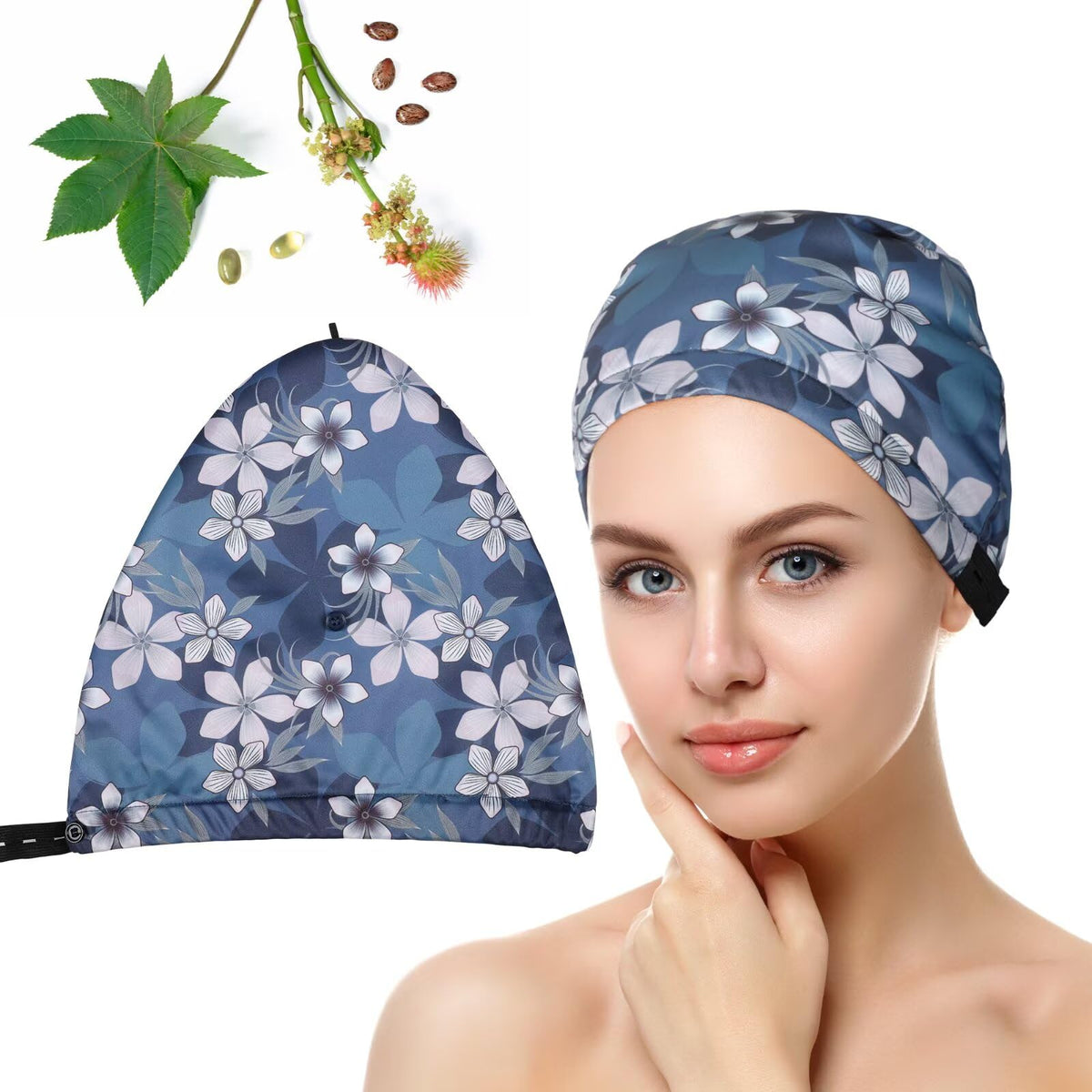 Paw Legend Castor Oil Pack Wrap Overnight Hair Wrap for Sleep Organic Cotton Reusable Hair Cap Cover, Dark Green