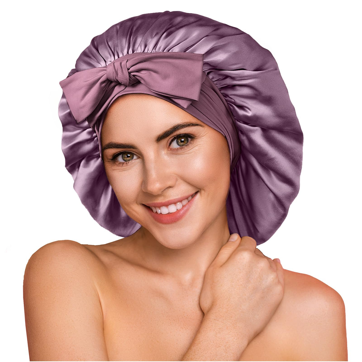 YFONG 100% Mulberry Silk Bonnet for Sleeping Women Men, Large Double Layer