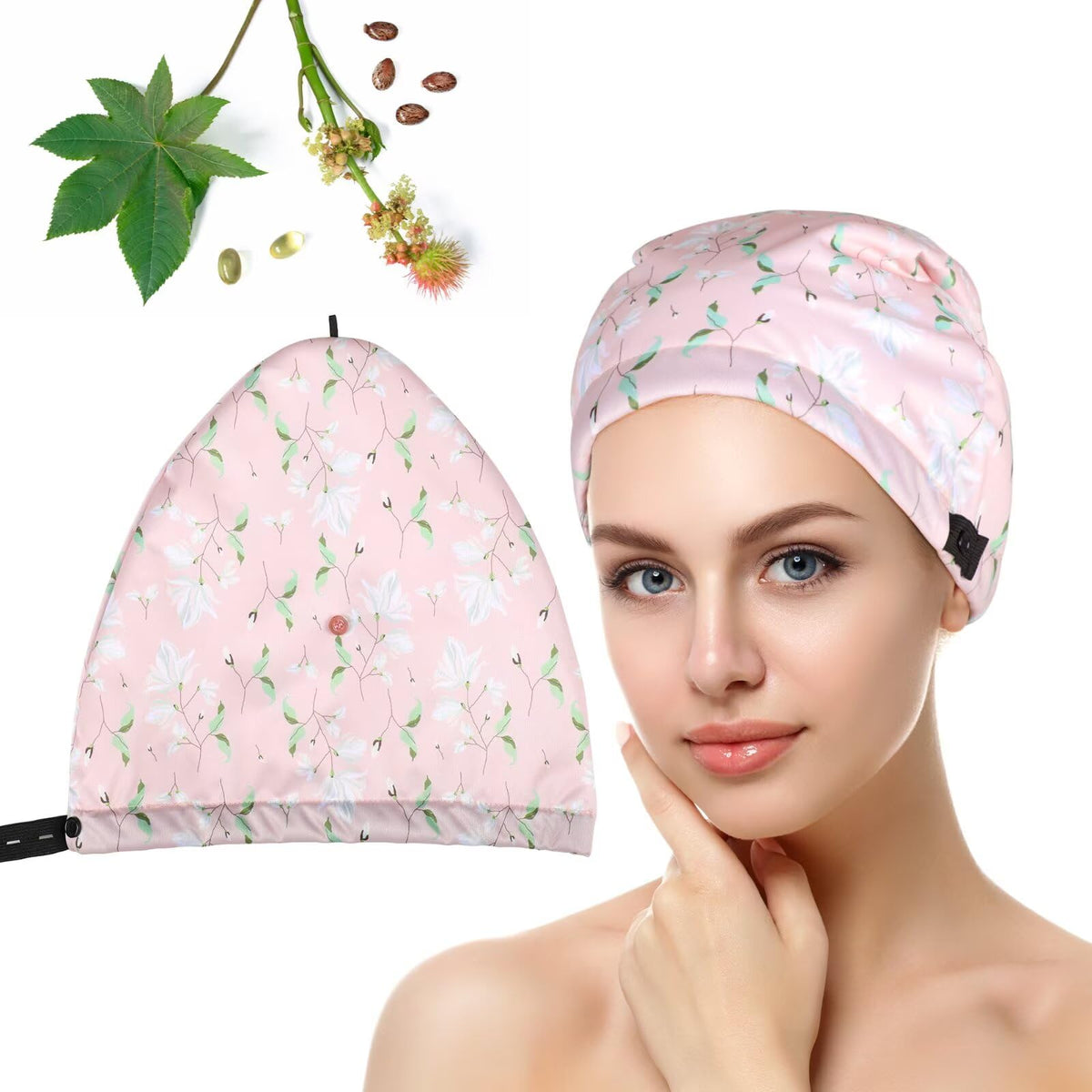 Paw Legend Castor Oil Pack Wrap Overnight Hair Wrap for Sleep Organic Cotton Reusable Hair Cap Cover, Dark Green