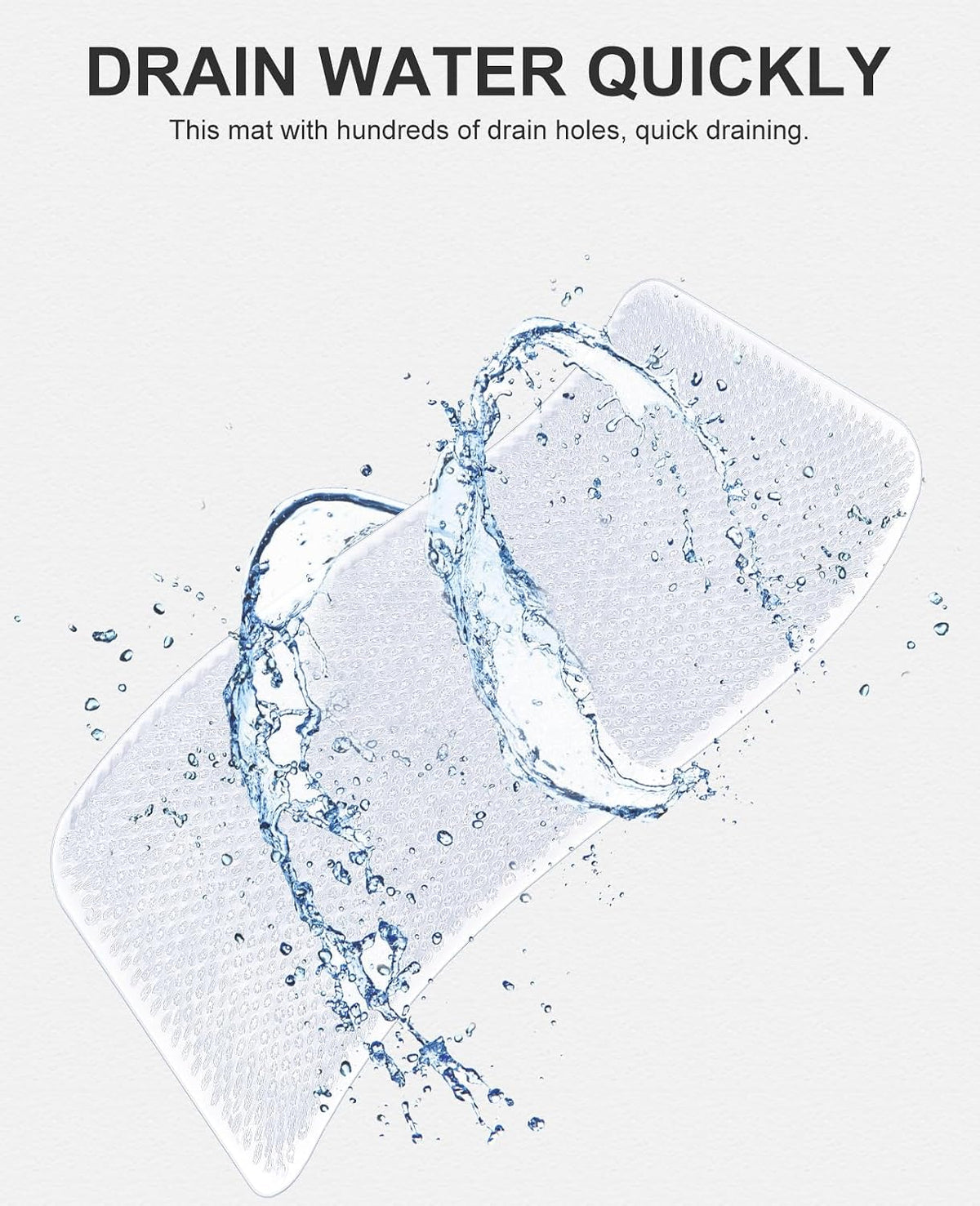 OTHWAY Non Slip Grassy Bathtub Mat : 25.6X13.4 inches Sturdy But Soft Bath Mat_Quick Drain Shower Floor Mat with Soft Bristles for Scrubbing Feet (Clear)