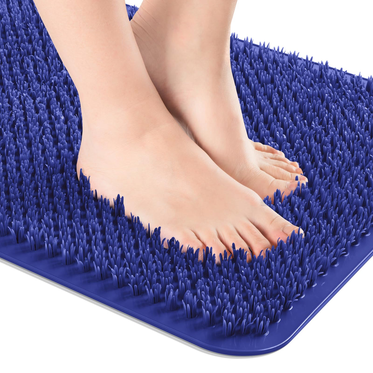 OTHWAY Non Slip Grassy Bathtub Mat : 25.6X13.4 inches Sturdy But Soft Bath Mat_Quick Drain Shower Floor Mat with Soft Bristles for Scrubbing Feet (Clear)