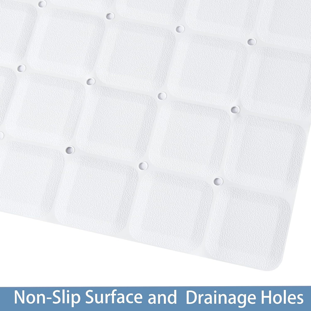 Webos Foldable Silicone Bathtub Mat: Jumbo Size Heavy Duty Safety Bath Mat for Tub Without Suction Cups Non Slip Bath & Shower Mat for Textured, Reglazed, Refinished Tub (White, 35.8 x 17.7)