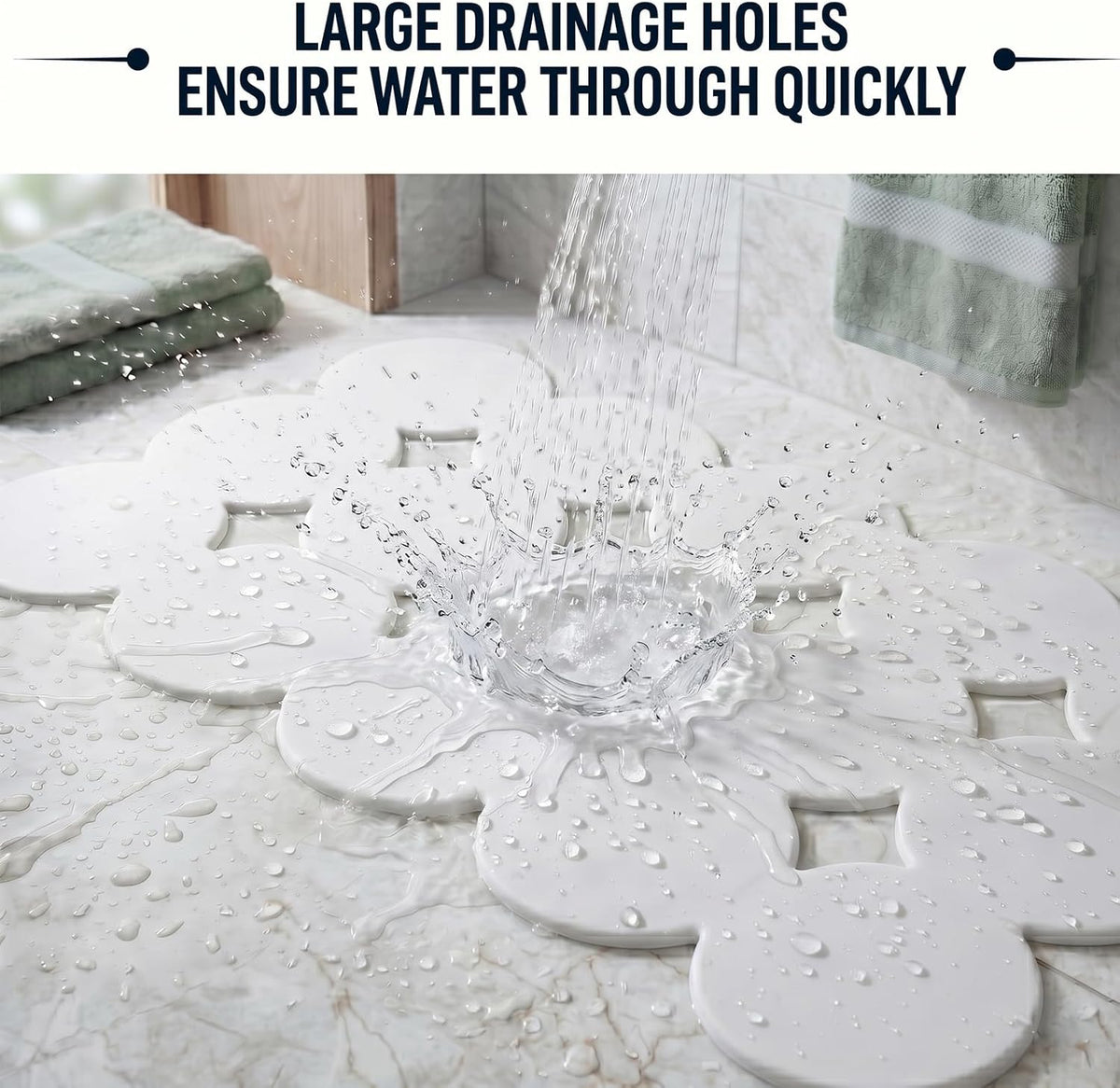 Webos Patented Non Slip Bathtub Mat Shower Bath Mats with Strong Suction Cups Superior Grip&Drainage Soft Heavy Duty Natural Rubber Bath Mat for Inside The tub (White, 28x16 inch)