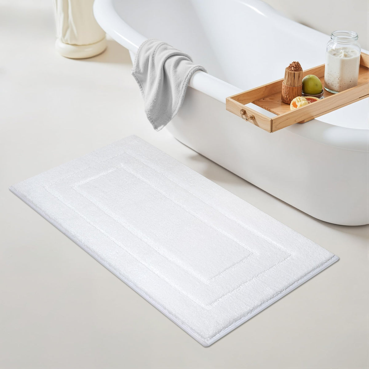 GRANNY SAYS Blue Bathroom Rug 16" x 24", Non-Slip Microfiber Bath Mat