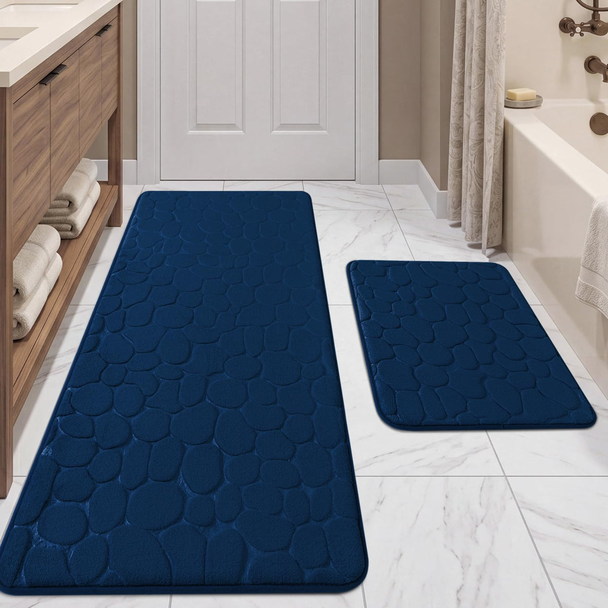 YIHOUSE Bathroom Mat Rug, Memory Foam Bath Mat, Non-Slip Bathroom Floor Mats, Cobblestone Bath Mats Absorbent Bath Rugs Washable Quick Dry (17x24,Dark Gray)