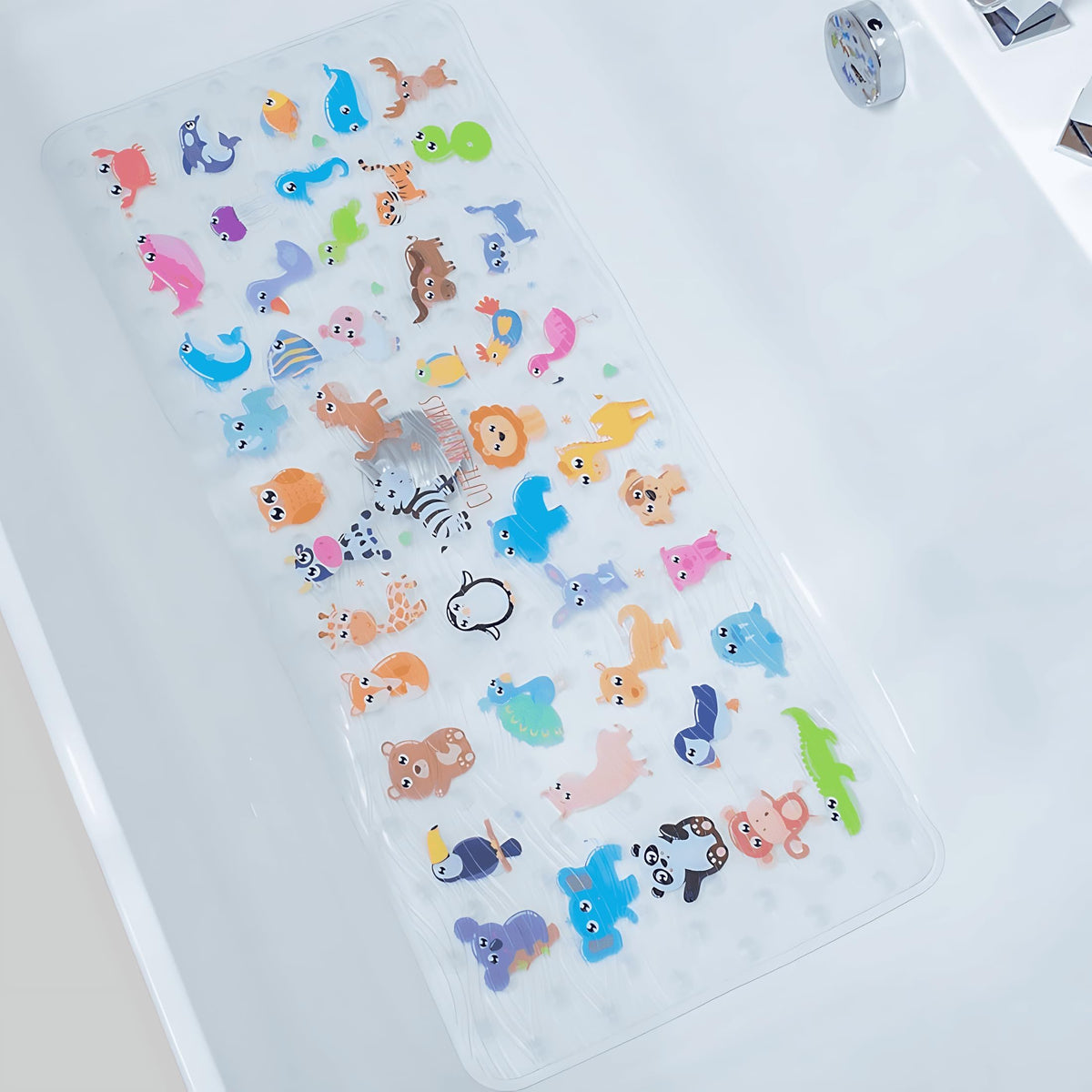 BEEHOMEE Kids Bath Mat for Tub, Non-Slip Toddler Bathtub Mat(Blue-Octopus)