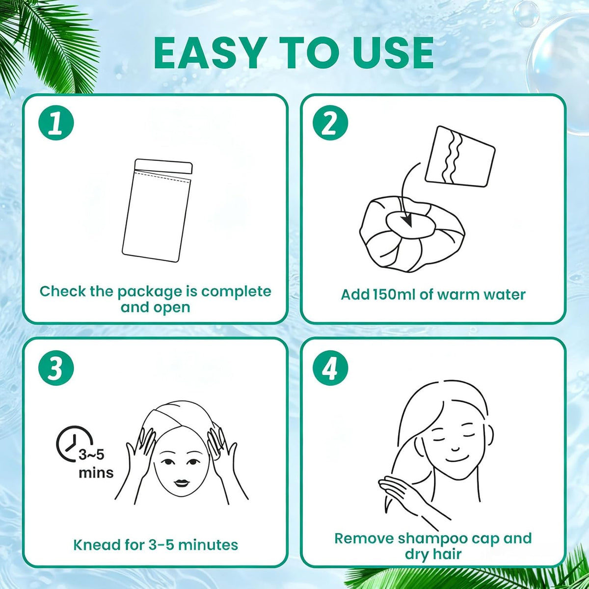 6 Pack Shampoo Caps No Rinse, Waterless Hair Washing Shower Cap