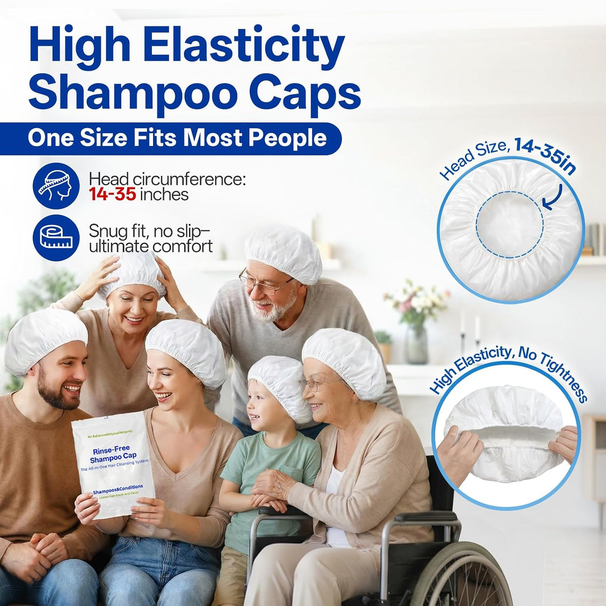 Tolnetr 8 Pack Shampoo Caps No Water Rinse Microwavable | Waterless Rinse Free Shampoo Cap Hair Washing for Bedridden Patients Post-Surgery Elderly Care, Camping | PH Balanced, Portable, Easy to Use
