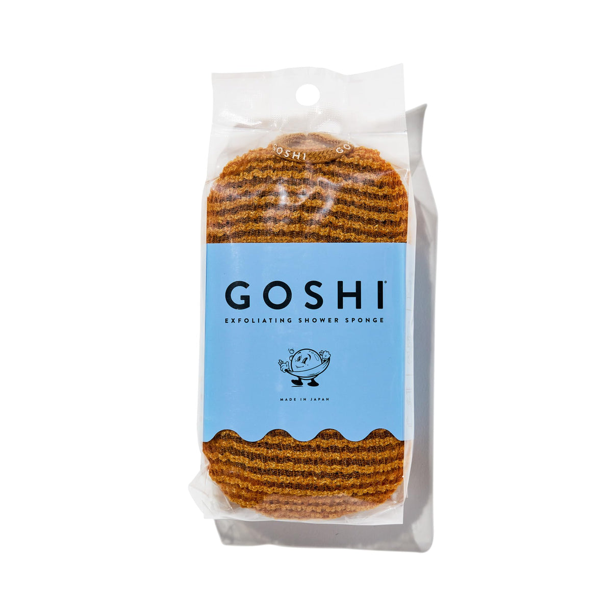 GOSHI Exfoliating Shower Sponge - Rip-Resistant, Rapid-Drying Exfoliating Bath Sponge for All Skin Types - Indigo Blue - Made in Japan