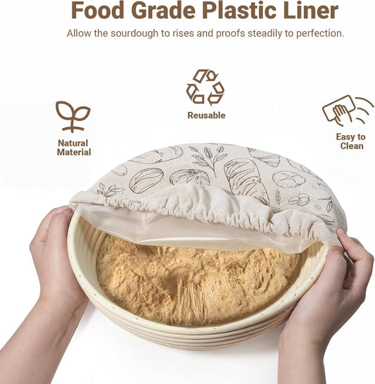 2 Pack 8 Inch Reusable Bowl Covers for Bread Proofing with Plastic Liner