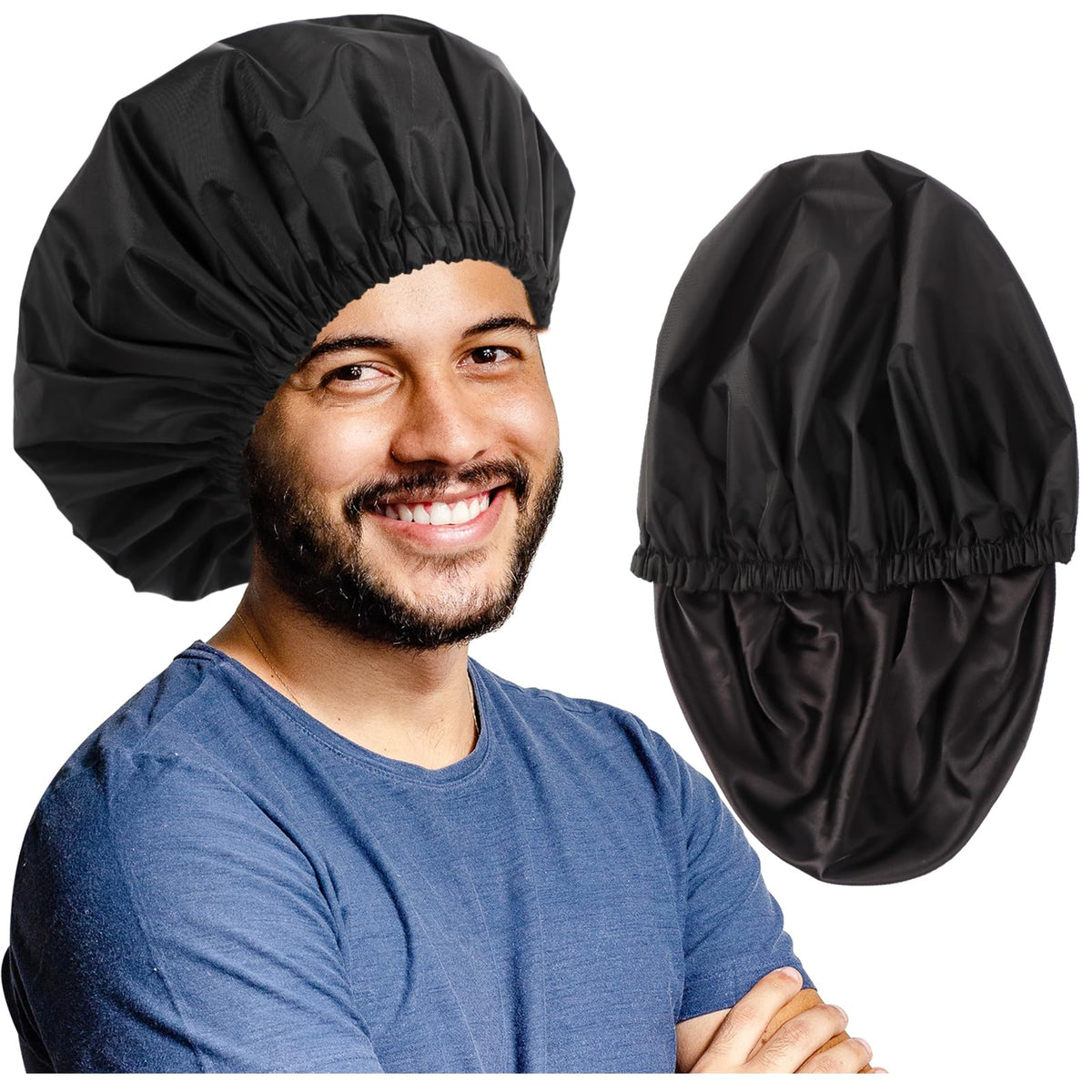 Shower Cap for Women Men Reusable Waterproof Bath Cap for Long Hair Braids