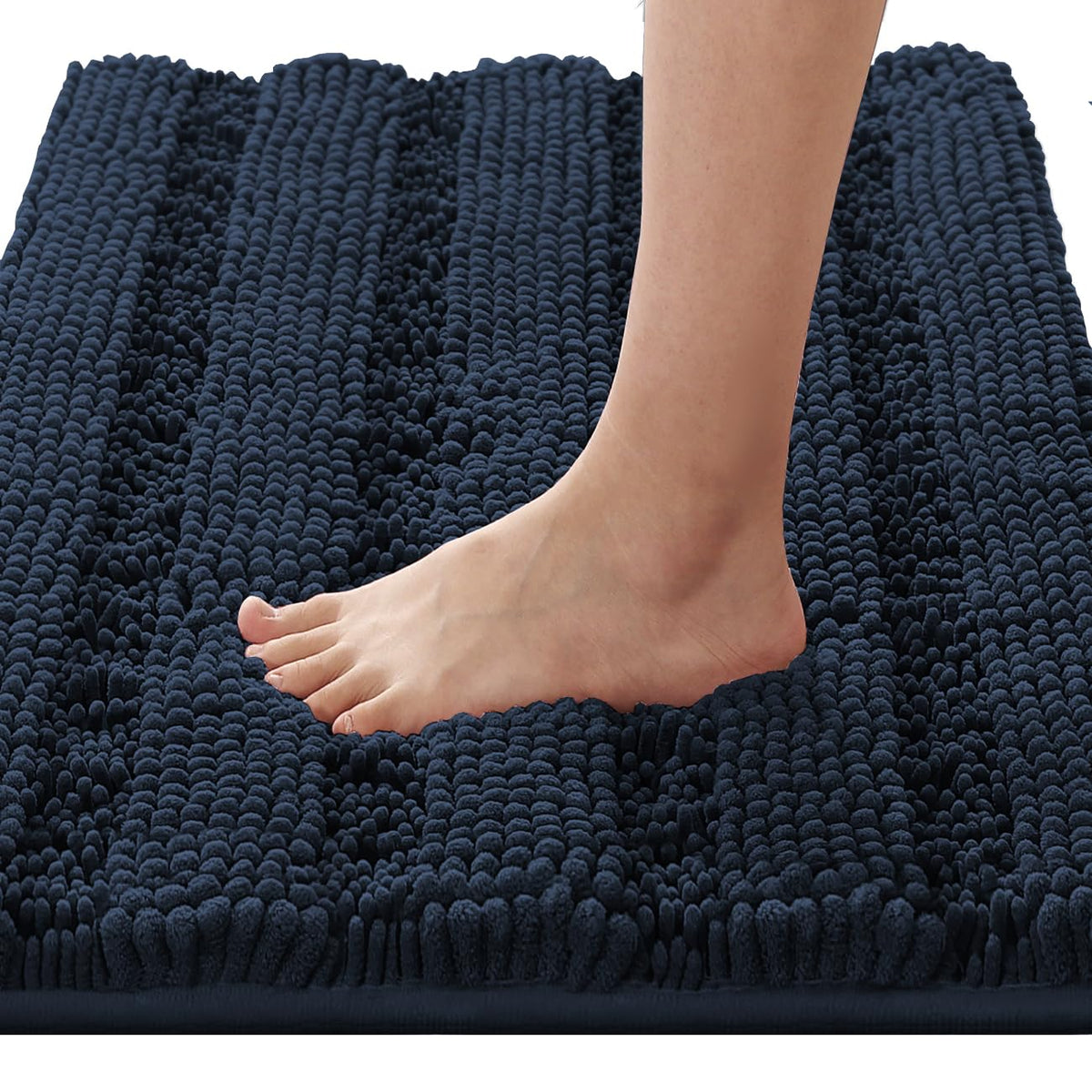 H.VERSAILTEX Grey Bathroom Rug Set Bath Mats, 2 Piece Bath Rugs Non Slip Thick Soft Chenille Striped Bath Rug Set, Bath Mats for Bathroom Sets (Grey, 20" x 32"/17" x 24")