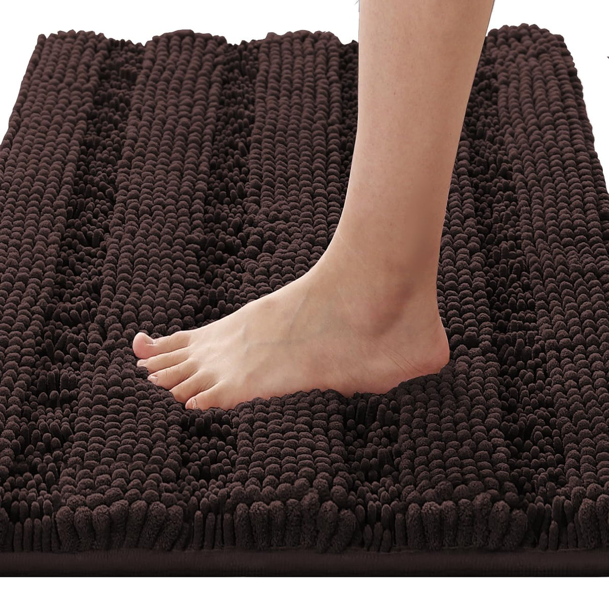 H.VERSAILTEX Grey Bathroom Rug Set Bath Mats, 2 Piece Bath Rugs Non Slip Thick Soft Chenille Striped Bath Rug Set, Bath Mats for Bathroom Sets (Grey, 20" x 32"/17" x 24")