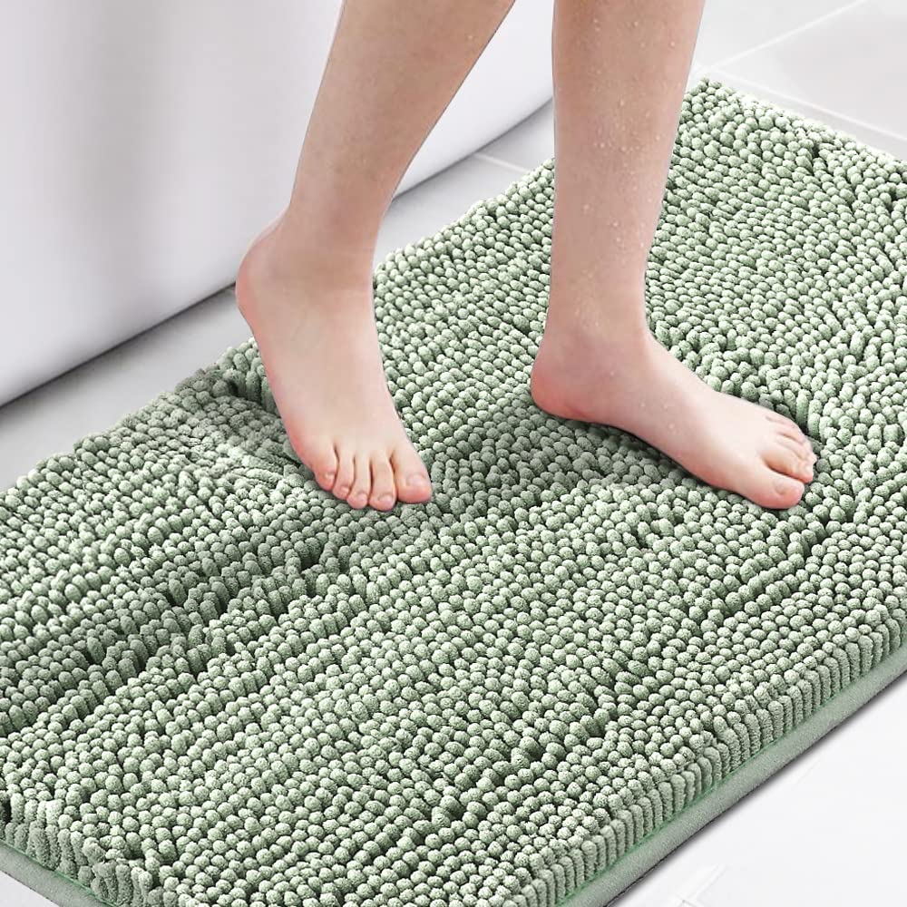 H.VERSAILTEX Navy Blue Bath Rug, Bath Mat Non Slip Bath Mats for Bathroom Floor, Bathroom Rug Extra Thick Chenille Rug 17" x 24" Absorbent Soft Shaggy Washable Dry Fast Plush Rugs for Bathtubs
