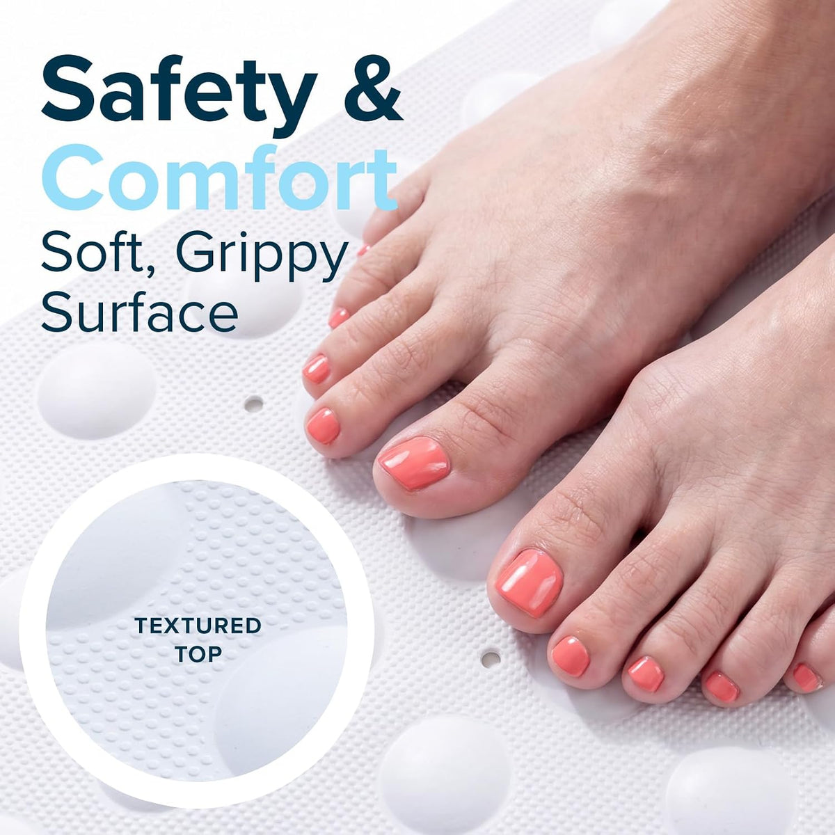 SlipX Solutions 21"x21" Mildew Resistant Non Slip Shower Stall Mat, White