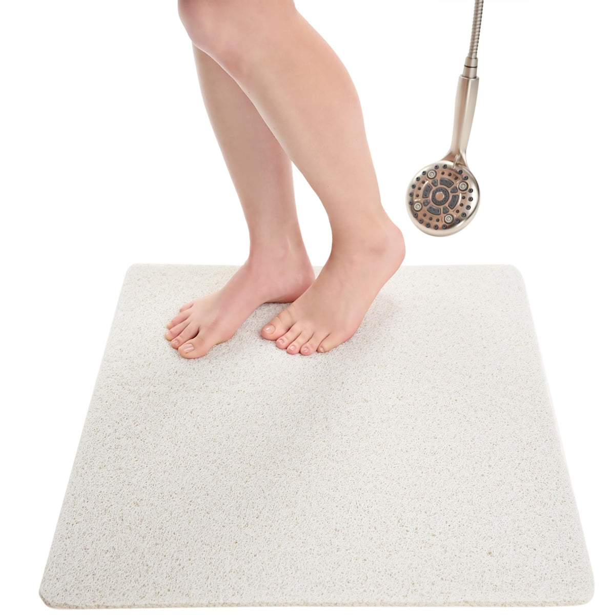 Non Slip Bathtub Mat Shower Mat for Tub - Loofah Bath Mats for Bathroom - 40x16 Bathtub Floor Mat - Textured Anti Slip Bath Mat Without Suction Cups - Secure Mat for Wet Areas (40x16 Pebble Blue)