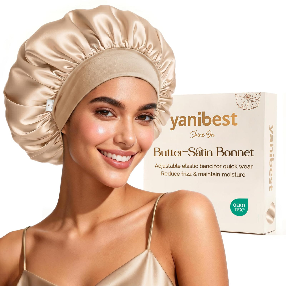 YANIBEST Hair Bonnet for Sleeping Women, Smooth Comfortable for Hair Care
