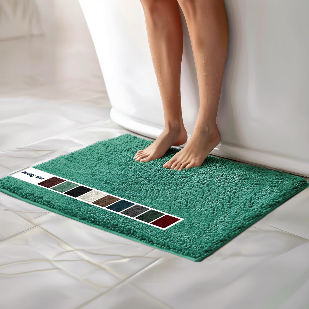 Muddy Mat Chenille Bathroom Rugs Quick Dry Microfiber Mats Non Slip Washable, Extra Thick, Soft and Highly Absorbent Bath Mats for Bathroom, Kitchen, and Shower Floor - Grey Medium 30"X19"