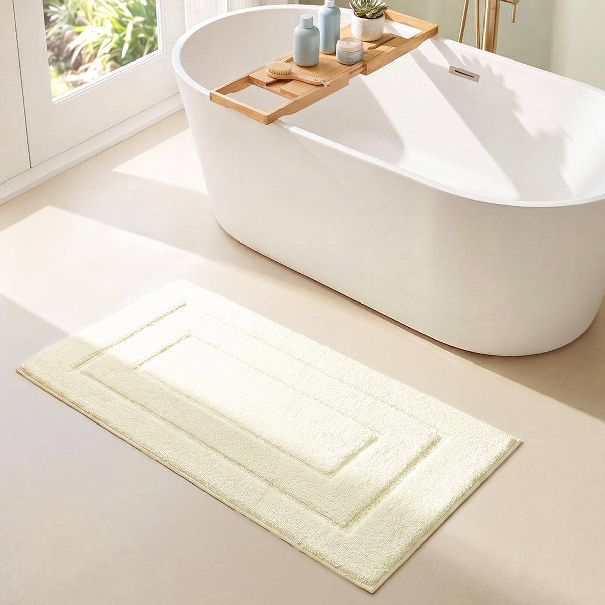 GRANNY SAYS Blue Bathroom Rug 16" x 24", Non-Slip Microfiber Bath Mat