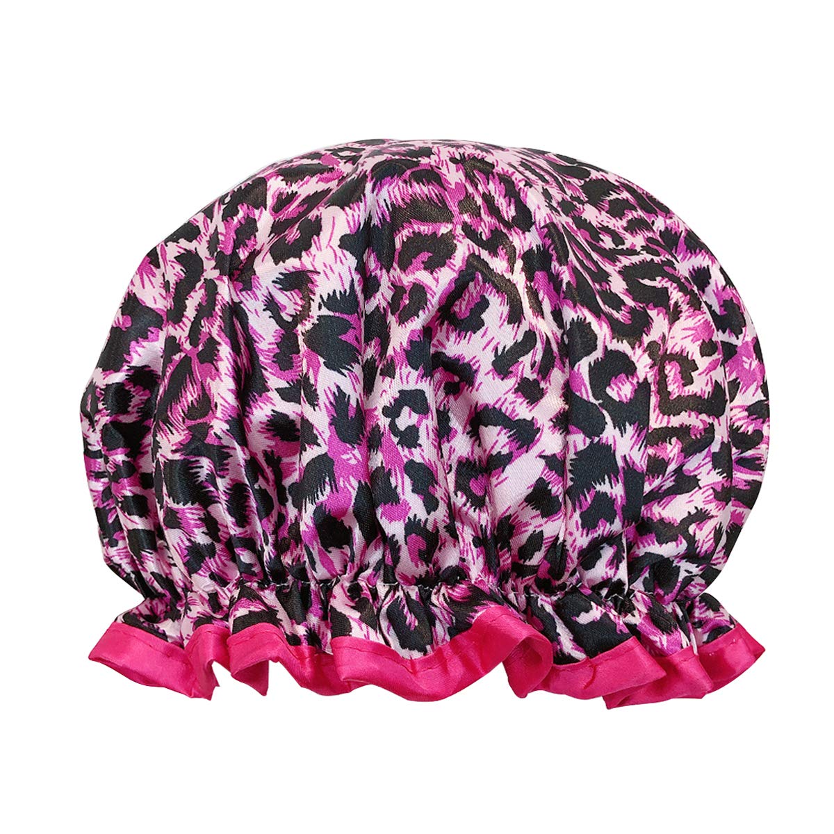 allydrew Reusable Women's Waterproof Shower Caps for Long Hair, Black and White Dots