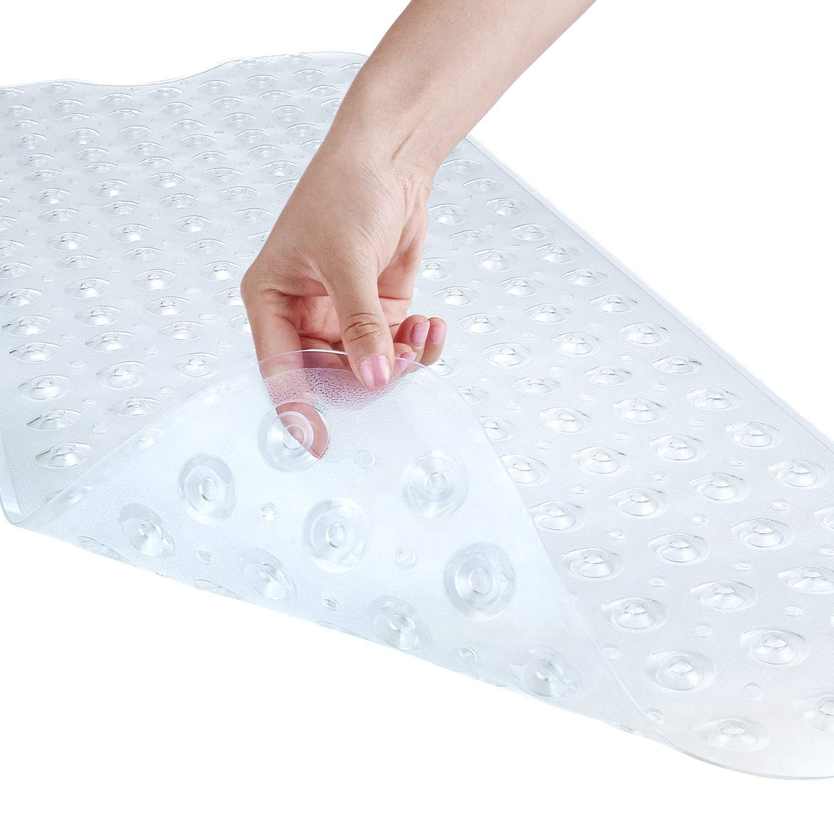 YINENN Bath and Shower Safety Mats 40x16 inch, Non Slip with Suction Cups for Bathroom Stall and Tub Floor, Extra Large and Machine Washable, Drain Holes Keep Bathtub Clean, Light Green