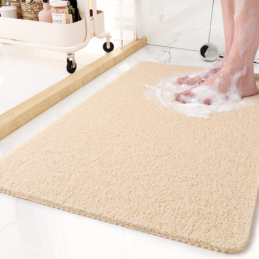 Non-Slip Bathtub Mat, 17x 30 Inch, Shower Mats for Bath Tub, PVC Loofah Bathroom Mats for Wet Areas, Quick Drying