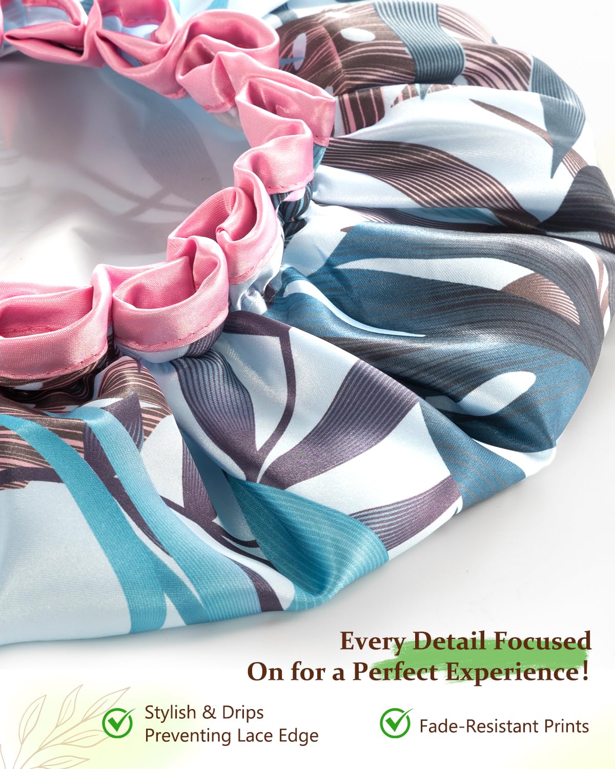 mikimini Large Shower Cap for Women, Adjustable, Tropic Style, 2 Pcs