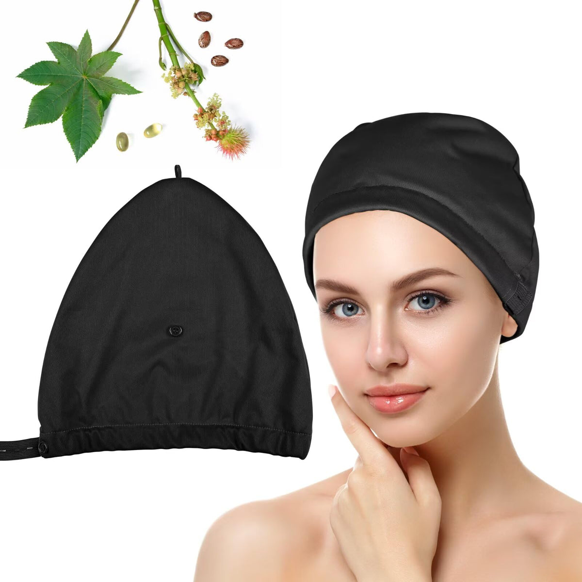 Paw Legend Castor Oil Pack Wrap Overnight Hair Wrap for Sleep Organic Cotton Reusable Hair Cap Cover, Dark Green