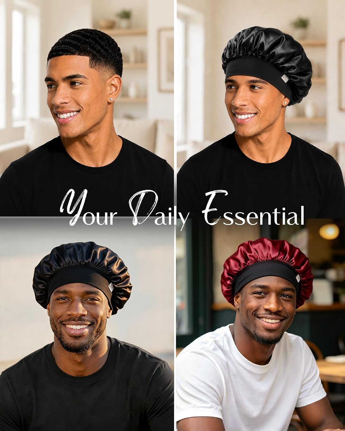 YANIBEST Small Satin Bonnet for Men, Hair Bonnet for Short Hair Waves