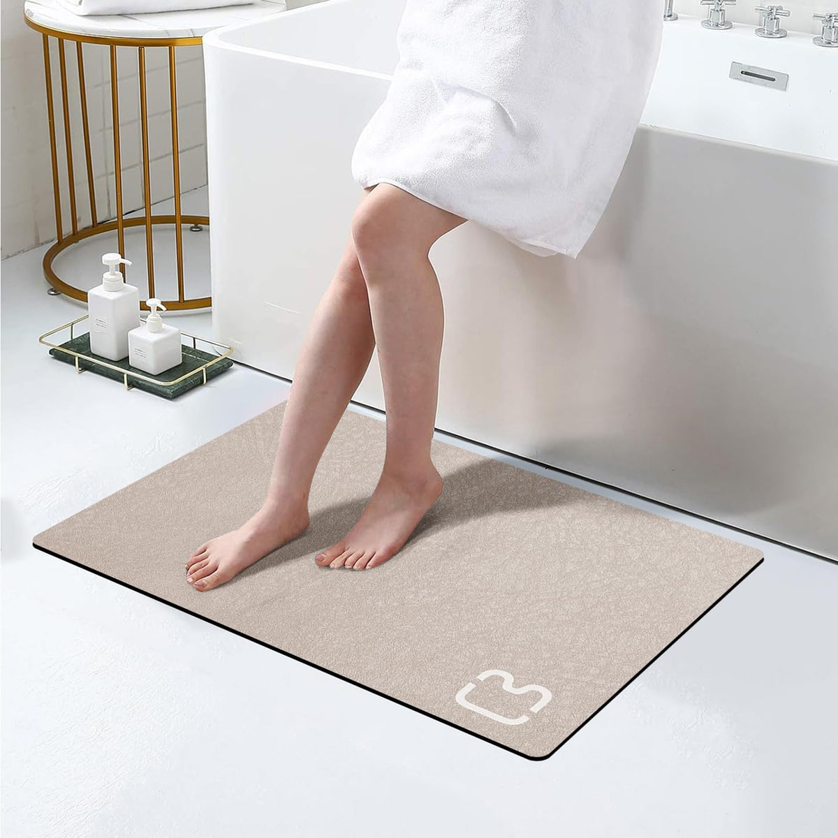 Diatomaceous Earth Bath Mat Stone Bath Mats for Bathroom,15.7"x23.6",Grey
