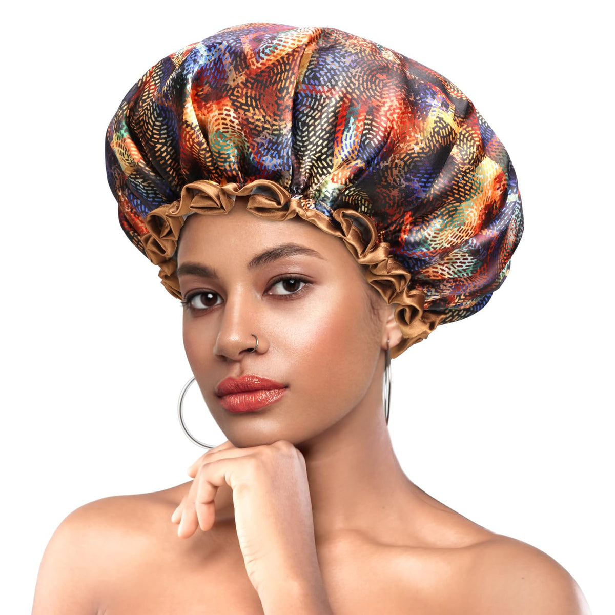 mikimini Shower Caps for Women Waterproof, Medium, 2 Pcs, Mystery