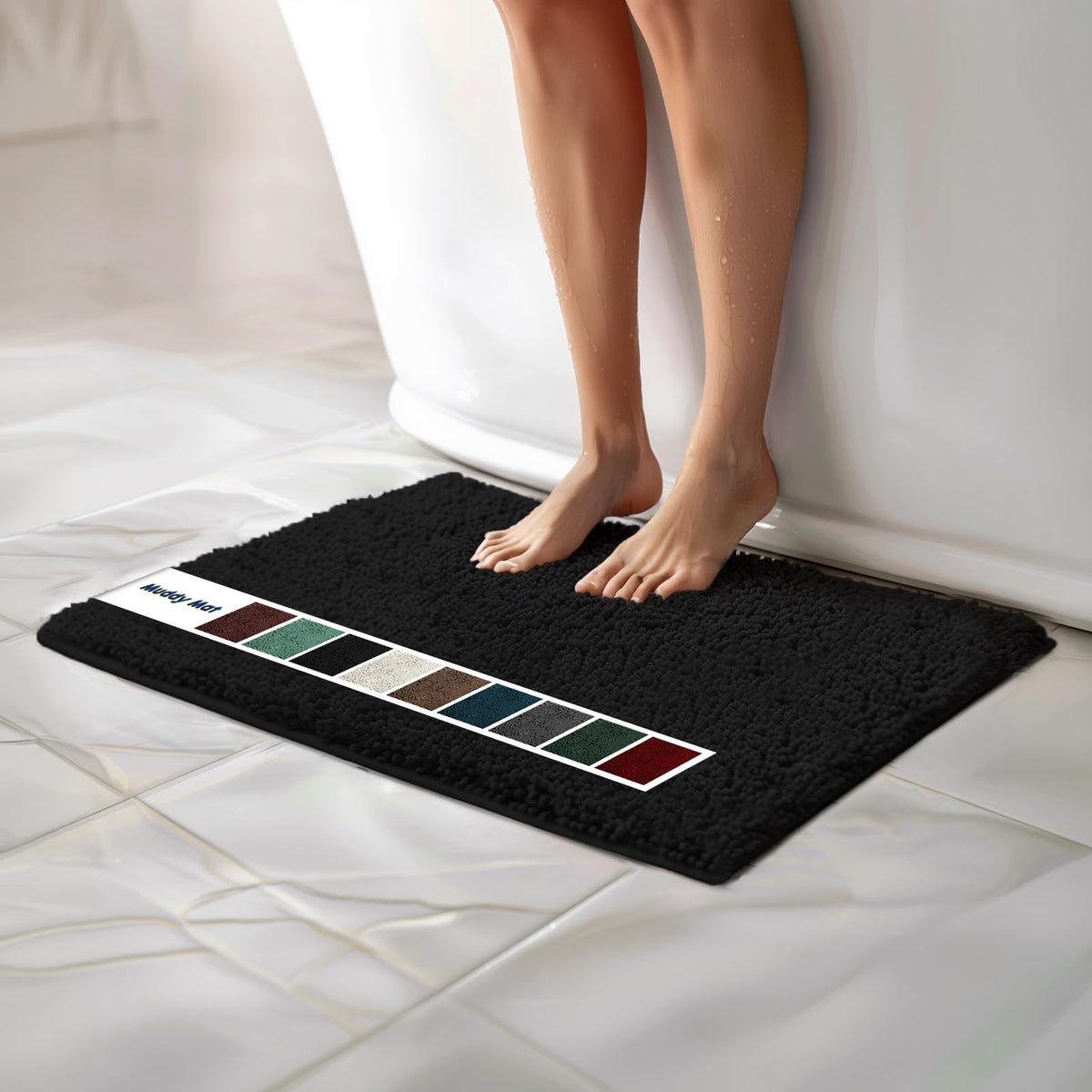 Muddy Mat Chenille Bathroom Rugs Quick Dry Microfiber Mats Non Slip Washable, Extra Thick, Soft and Highly Absorbent Bath Mats for Bathroom, Kitchen, and Shower Floor - Grey Medium 30"X19"