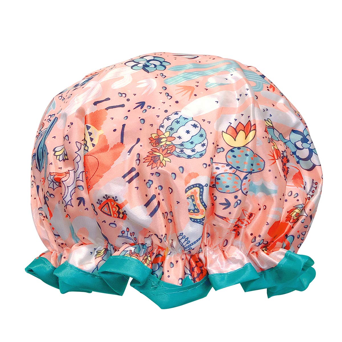 allydrew Reusable Women's Waterproof Shower Caps for Long Hair, Mermaids