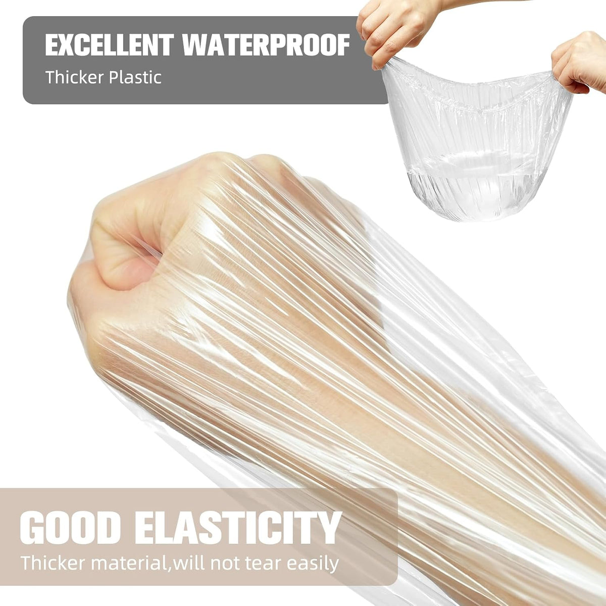 500 Pcs Larger Shower Caps Disposable, Plastic Hair Caps for Women Men.