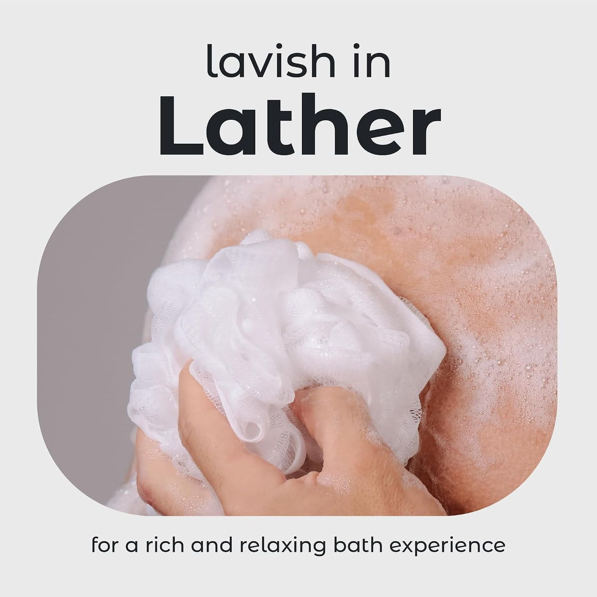MainBasics Shower Loofah Sponge Pouf, Set of 3, Airy Blossom