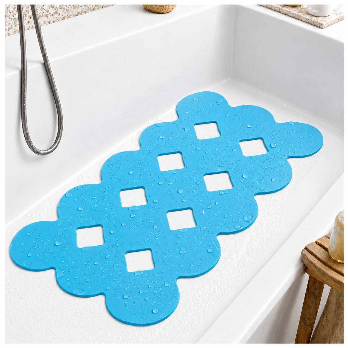 Webos Patented Non Slip Bathtub Mat Shower Bath Mats with Strong Suction Cups Superior Grip&Drainage Soft Heavy Duty Natural Rubber Bath Mat for Inside The tub (White, 28x16 inch)