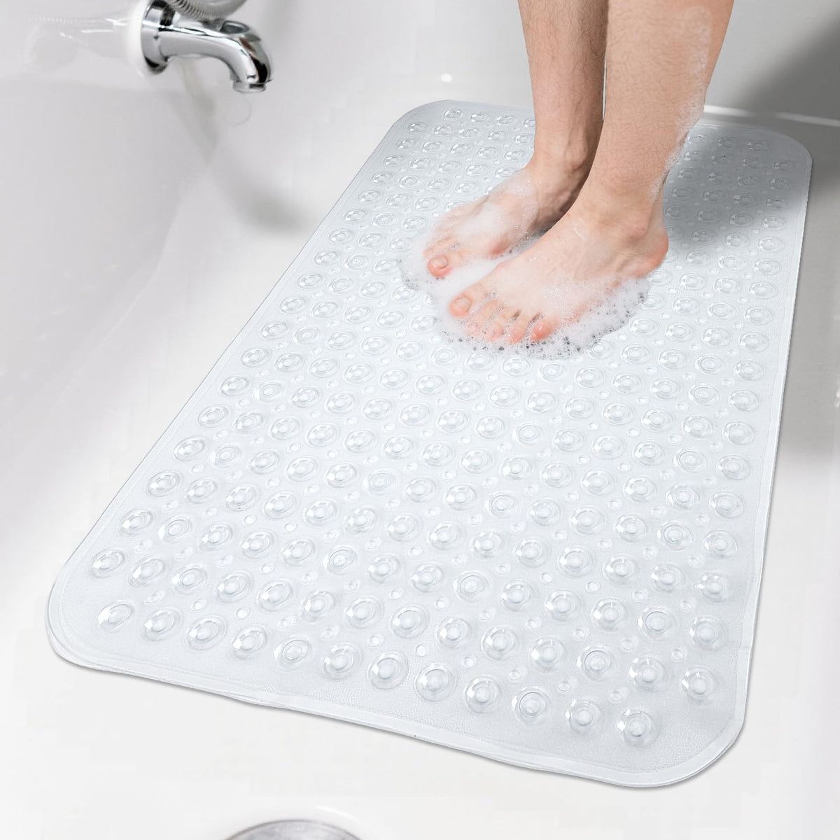 Extra Long Bathtub Mat Non Slip Bath Mat Black 40"x16" Full Size