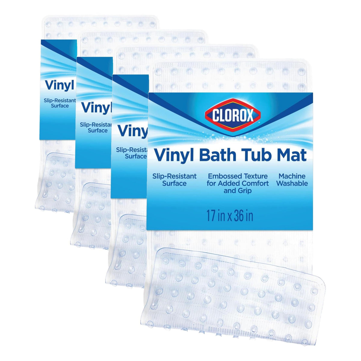 Clorox by Duck Cushioned Foam Bath Mat for Tubs, 17 In. x 36 In, White