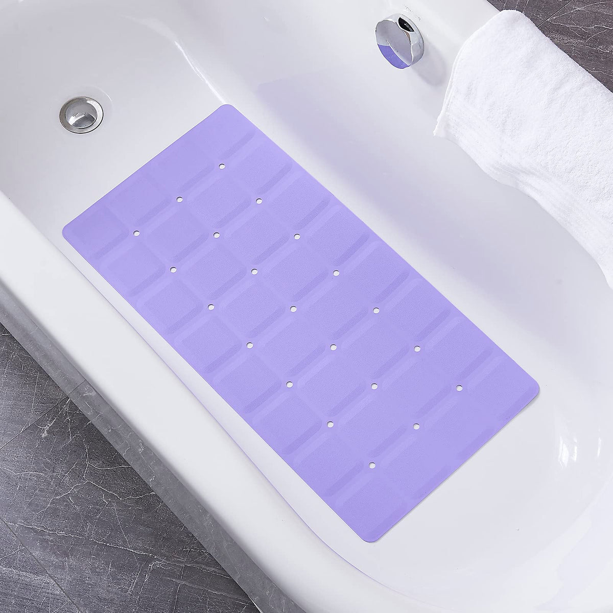 Webos Foldable Non Slip Silicon Bath Mat Bathtub mat no Suction Cups for Textured Tub and Reglazed Tub(Foldable-Beige, 28-inch x 14-inch)