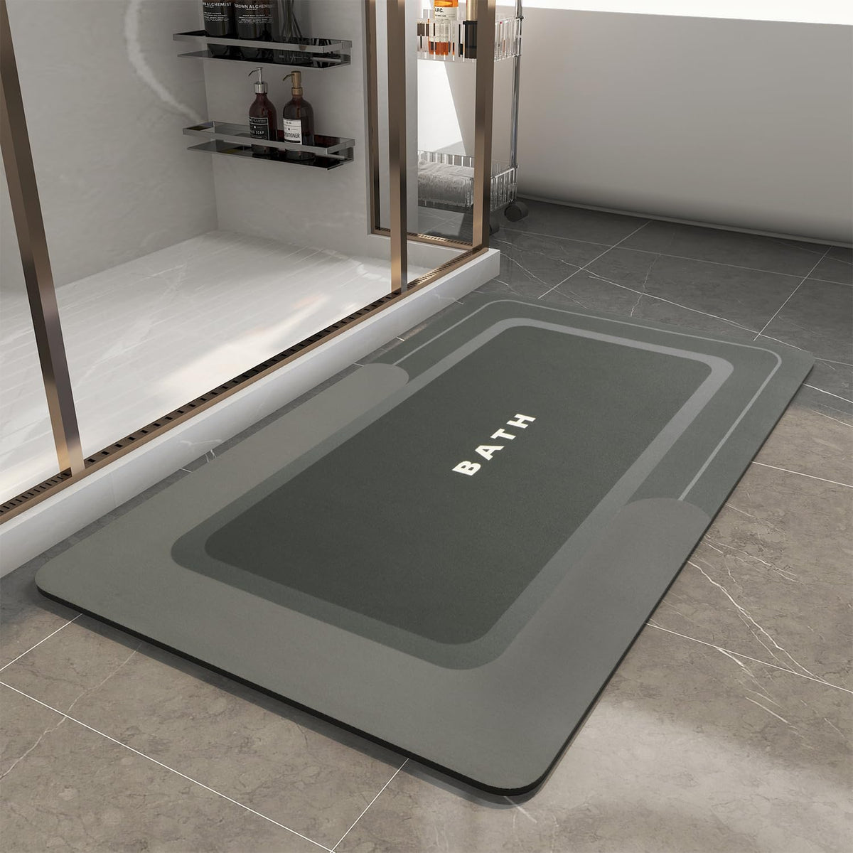 MontVoo-Bath Mat-Bath Mat Rug Non Slip Super Absorbent Stain Resistant Quick Dry Thin Bathroom Rug-Bath Mats for Bathroom Floor Bathtub Vanity-Bathmat Bath Rug Easy Care-17"x27" Darkgrey