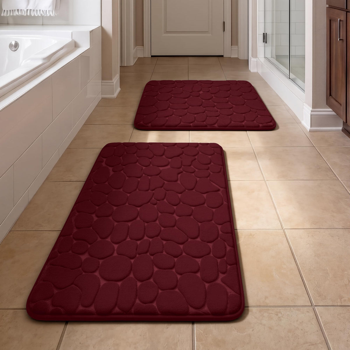 YIHOUSE Bathroom Mat Rug, Memory Foam Bath Mat, Non-Slip Bathroom Floor Mats, Cobblestone Bath Mats Absorbent Bath Rugs Washable Quick Dry (17x24,Dark Gray)
