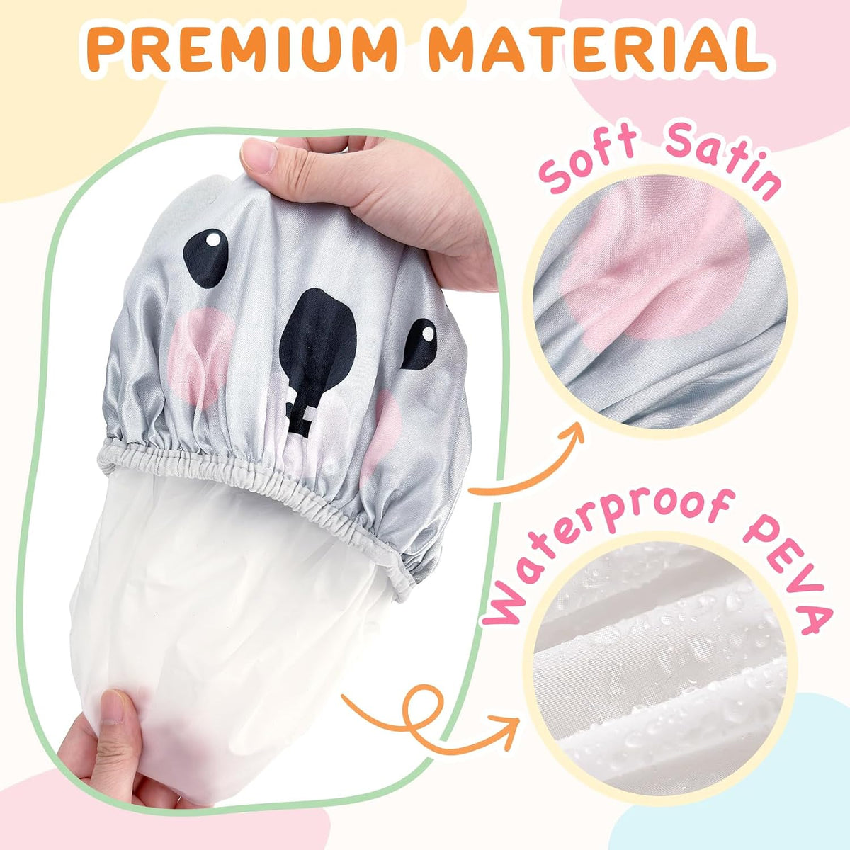 kilofly 4pc Fun Cute Animal Shower Caps for Kids Reusable Waterproof Bath Hat Set