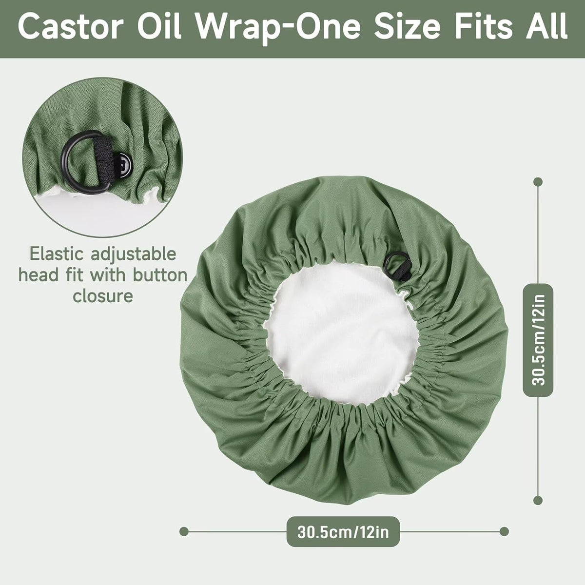 Paw Legend Castor Oil Pack Wrap Overnight Hair Wrap for Sleep Organic Cotton Reusable Hair Cap Cover, Dark Green
