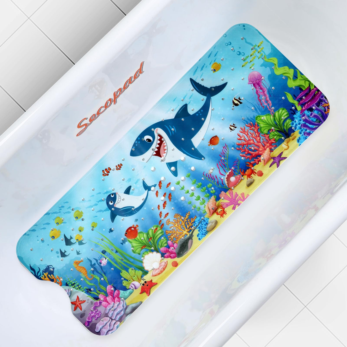 Secopad Bathtub Mat Non Slip, Cute Tub Mat, 40" x 16", Turtles
