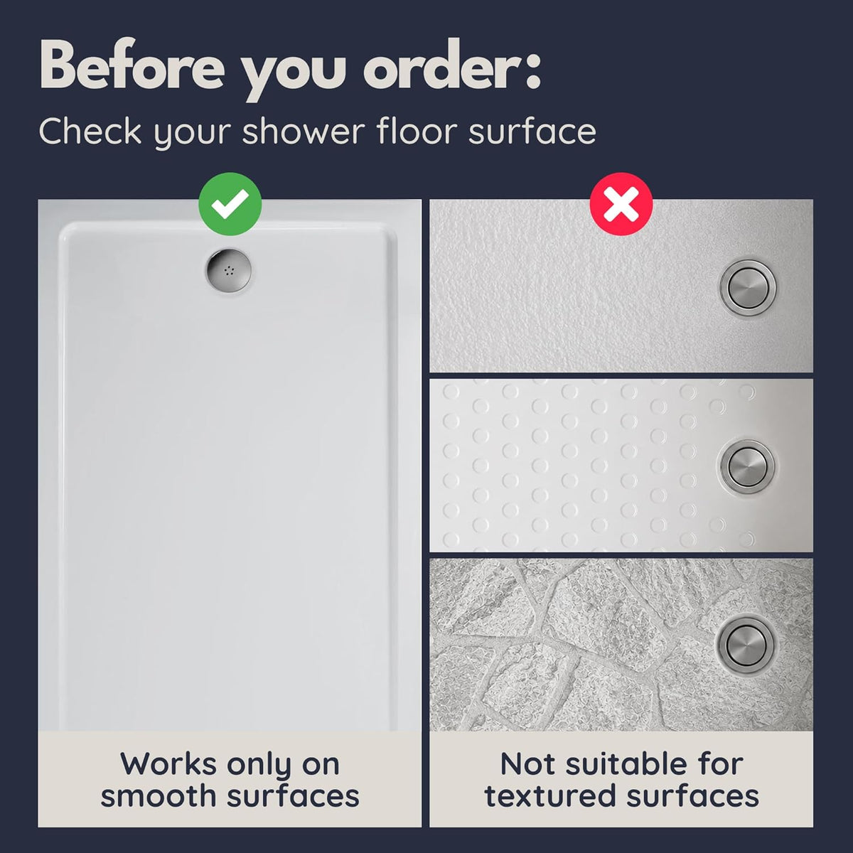 homerella Square Shower Mat Non Slip Anti Mold 21x21 Anti Slip Shower Mat