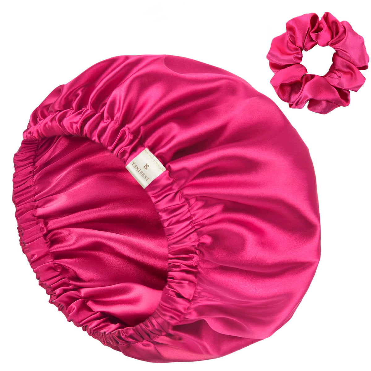 YANIBEST Adjustable Satin Bonnet Double Layer Hair Bonnet for Sleeping Bonnets for Women Hats Curly Natural Hair, Blush Pink
