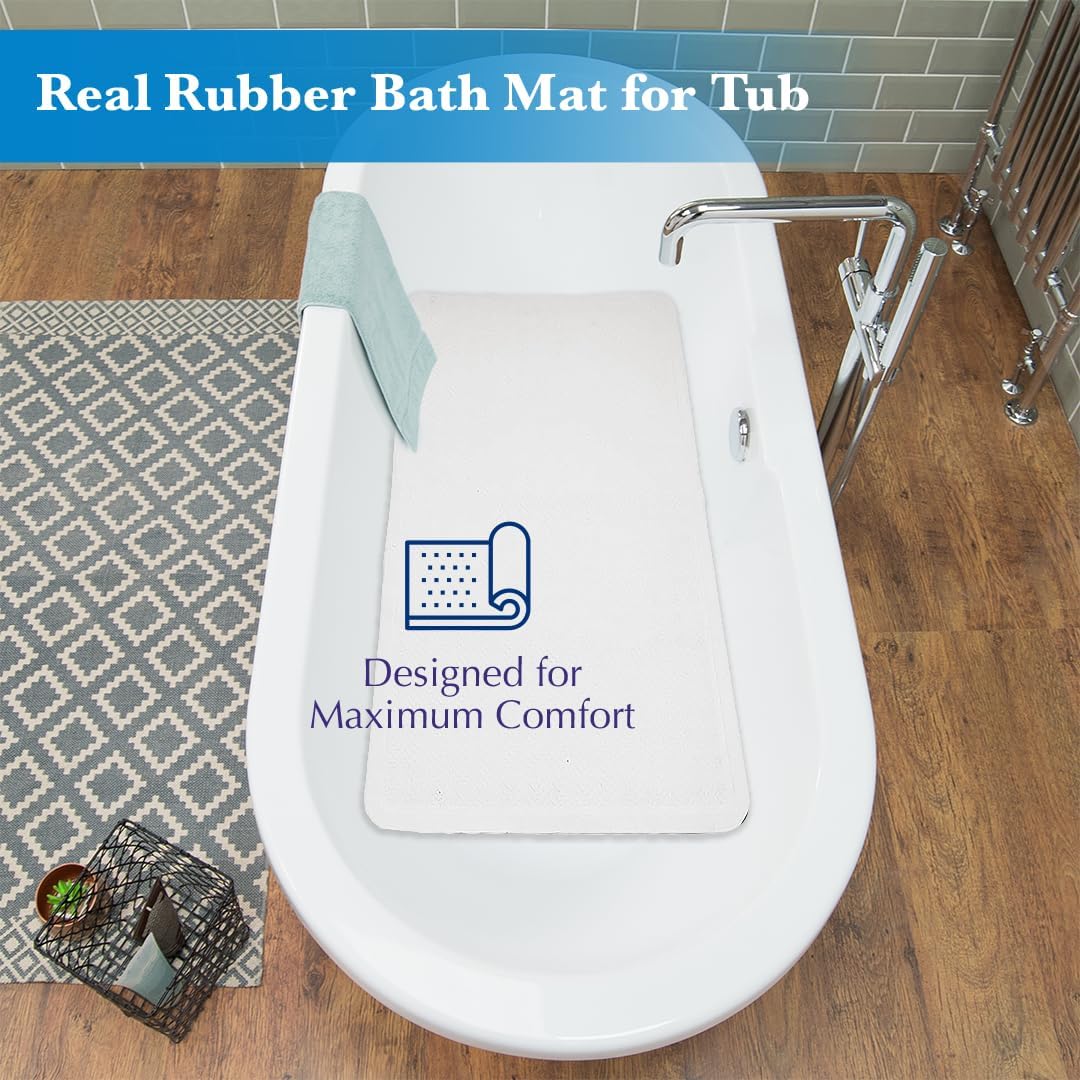 Epica Bathtub Mat Non Slip, Rubber Bath Mat for Kids, Baby, Pet, 16 x 28
