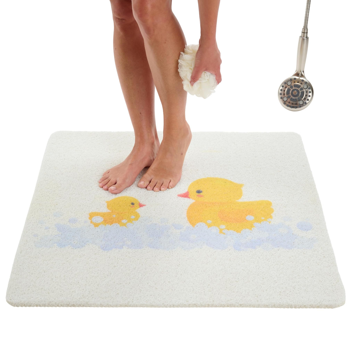 Non Slip Bathtub Mat Shower Mat for Tub - Loofah Bath Mats for Bathroom - 40x16 Bathtub Floor Mat - Textured Anti Slip Bath Mat Without Suction Cups - Secure Mat for Wet Areas (40x16 Pebble Blue)
